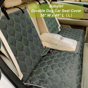 BABYLTRL Waterproof Dog Rear Seat Cover, Middle Armrest & Seat belt (Gunmetal)